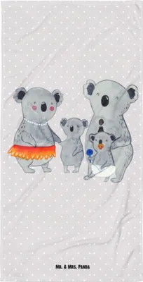 Produktbild von Mr. & Mrs. Panda Badehandtuch Koala Familie - Grau Pastell - Geschenk, Handtuch, Family, Muttertag, Kinder, Strandtuch, Koalas, Frottee-Handtuch, Duschtuch, Duschhandtuch