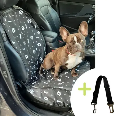 Produktbild von Autositzschoner Hundedecke VORDERSITZE Auto Hund Decke Vorne Sitzbezug 3A. Knochen - Schwarz