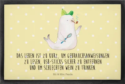 Produktbild von Mr. & Mrs. Panda Schmutzfangmatte Robbe Sherlock 60 x 90 cm - Gelb Pastell - Geschenk, Schmutzmatte, Fussmatte, Schmutzfänger, Bodenvorleger, fußmatte, Lustige Sprüche