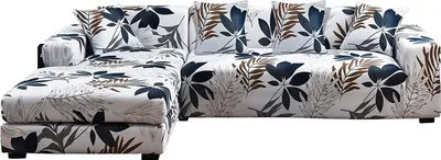Produktbild von Sofa Überwürfe Sofabezug L Form Elastische, Stretch Sofaüberwurf Antirutsch 2er Set 3 Sitzer + 3 Sitzer Sofahusse Sofa Bezug für L-Form Sofa mit 2 Stücke Kissenbezug (Graues Ahornblatt)