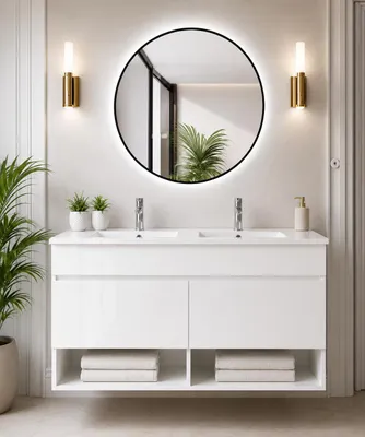 ORIGEN BATH NEBARI Hänge-Badmöbel mit Waschbecken 120x45 cm, Weiß
