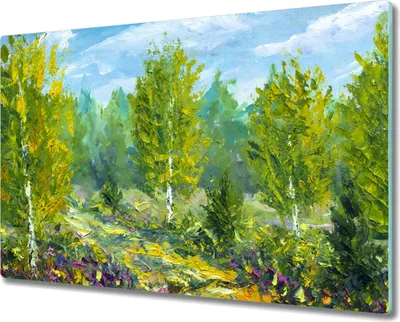 Produktbild von Coloray Hackbrett Kochplattenabdeckung Herdabdeckplatte 80x52 cm Schneidebrett Küchenbrett - Malerei Wald