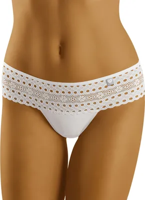 Produktbild von Wolbar Damen Slip Ajourspitze Unterwäsche Brazilian-Typ Diamond 3519, weiß, M