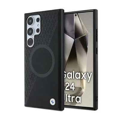 Produktbild von BMW BMHMS24L23RTPK Hlle fr Samsung Galaxy S24 Ultra S928, Schwarz, Schwarz, Hart, Signature Leather Half Textured & Circle MagSafe