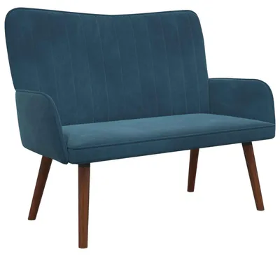 Immagine prodotto di Divano a 2 posti, colore blu, 115 x 61 x 87 cm, rivestito in velluto (vidaXL)