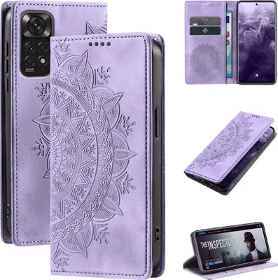 Produktbild von Mandala Handyhülle für Xiaomi Redmi Note 11 RFID Schutz Klapphülle Case Cover Design Schutzhülle Farbe: Violett