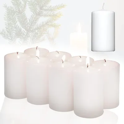 Immagine prodotto di Set di candele a colonna, 8 pezzi, 5,8 x 12 cm, decorazione natalizia bianca