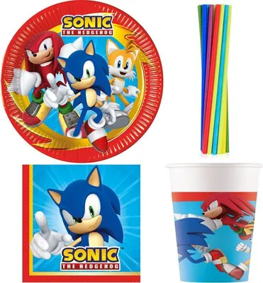 Produktbild von Partyset Sonic Geburtstag Party Deko für 8 Kinder Teller Becher Servietten
