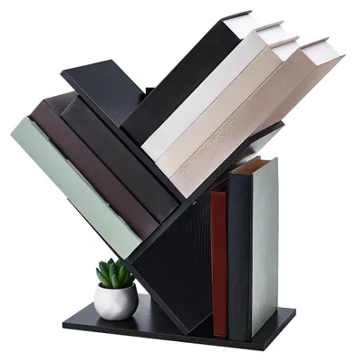 Bücherregal Baumdesign, Holz, schwarz, 31 x 17 x 40,5 cm