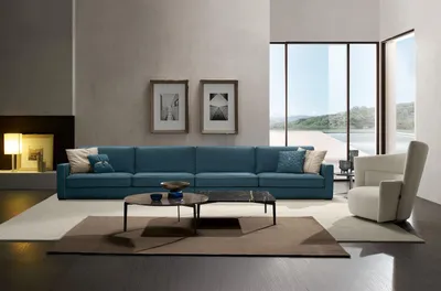 Image de Sofa 4-Sitzer Polster Couch Leder Sofas Design Italienische Möbel Blau