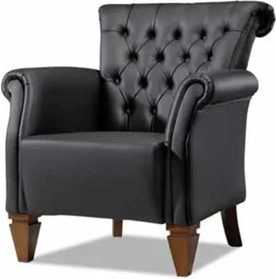 Immagine prodotto di Divano chesterfield nero in pelle divano moderno monoposto 2 pezzi