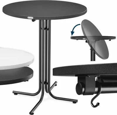 Produktbild von Casaria® Stehtisch Klappbar Outdoor Gastro Bistrotisch 2x Haken Ø 80 cm Rund Witterungsbeständig Grau Bartisch pulverbeschichtet Metall MDF