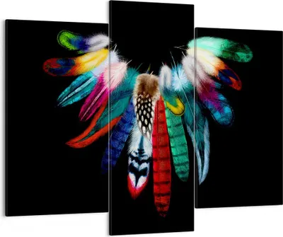 Produktbild von Bild auf Leinwand - Leinwandbild - Vogel Feder Farbe Komposition - 130x100cm - Wand Bild - Wanddeko - Leinwanddruck - Bilder - Kunstdruck - Leinwand bilder - Wandkunst - CB130x100-2932