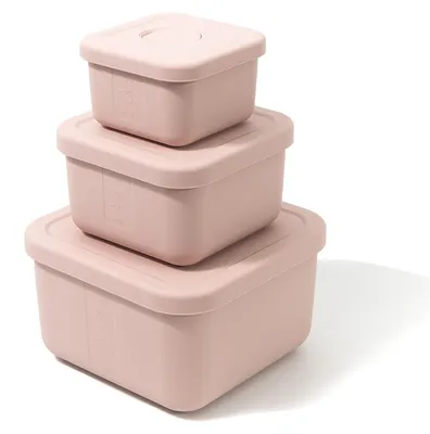 Snackboxen-Set, 3-teilig, Silikon, 120–700 ml, pink