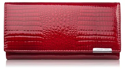 Produktbild von Damenlederbrieftasche rot lackiert mit Krokoprägung SP-16-CRD