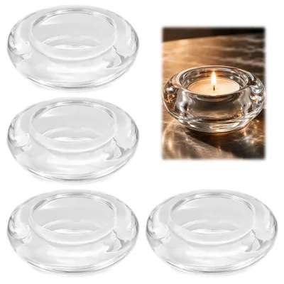 4 Gläserne Teelichthalter, Ø 6,5 cm, für Teelichter 3,8–4,0 cm