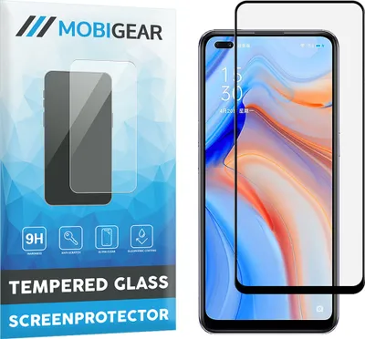 Produktbild von Mobigear Premium  OPPO Reno 4 5G Panzerglas Gehärtetes Glas Displayschutz - Hüllenfreundlich - Schwarz