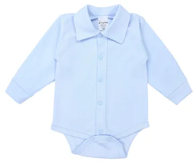 Productafbeelding van TupTam babybody voor jongens, met lange of korte mouwen en kraag. Gemaakt van  gecertificeerde materialen. Kleur: blauw. Maat: 92