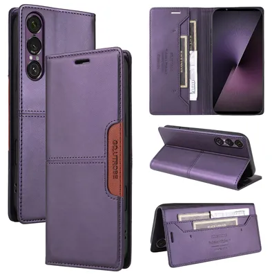 Produktbild von Handyhülle für Sony Xperia 1 VII Hülle, Leder Flip Wallet Kartenfach Stand Schutzhülle Lila