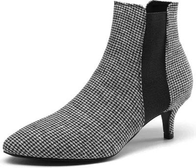 Produktbild von DREAM PAIRS Damen Stiefel mit Stiletto Spitze, Farbe: Schwarz Kariert, Größe:41