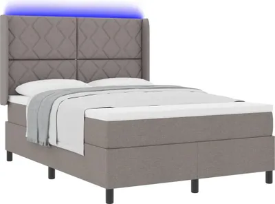 Productafbeelding van Boxspringbed met matras, taupekleurig, 140 x 190 cm, gestoffeerd