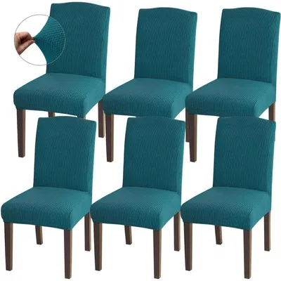 Produktbild von Stuhlhussen Jacquard hohe Dehnung Set 6 Schwarzgrün