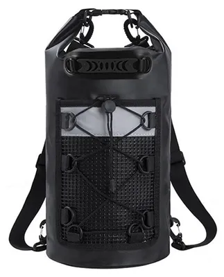 Produktbild von Trockener Outdoor-Schwimmsack, wasserdicht für Camping, Strand und Schwimmen, aus Netzmaterial, reflektierender, wasserdichter Eimer,30L,Black