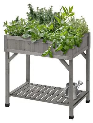 Produktbild von VegTrug® Kräutergarten - Grey Wash - 78x58x80 cm - Kräuteranbau inklusive Kräuterteiler - für Garten, Terrasse & Balkon