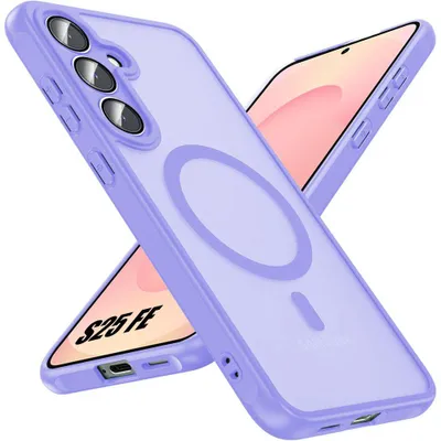 Image de Coque pour Samsung Galaxy S25 FE avec Anneau Magnétique et Protection Caméra Antichoc - Violet