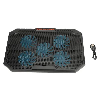 Image de Support de refroidissement pour ordinateur portable à 5 ventilateurs, dissipation de la chaleur, hauteur réglable, avec éclairage RGB, pour ordinateurs portables de 13 à 17 pouces