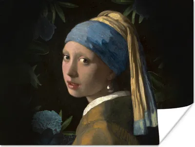 Produktbild von MuchoWow® Poster Das Mädchen mit dem Perlenohrring - Johannes Vermeer - Blumen 120x90 cm - Wandbild