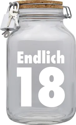 Produktbild von Spardose Geld Geschenk Ideen Endlich 18 Transparent Größe XXL 3 Liter