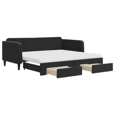 Zdjęcie produktu dla VidaXL 3197150, sofa rozkładana, Czarny, Pianka, Metal, Poliester, Drewno, 2130 mm, 1000 mm