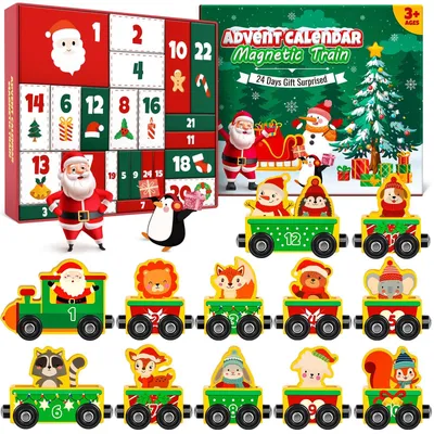 Productafbeelding van Adventskalender 2026 Kinderen Kerstkalender Peuter Baby Magnetische Houten Trein 24 Dagen Adventskalender Countdown Montessori Educatief Speelgoed
