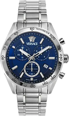 Produktbild von Versace VE0CA0124 V-Code Chrono blau silber Edelstahl Herren Uhr NEU