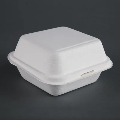 Zdjęcie produktu dla Kompostowalne pudełka na burgery z trzciny cukrowej Fiesta 15,3 cm