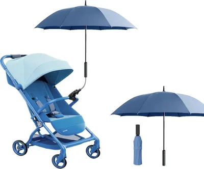 Imagen del producto de Parasol para cochecito 2 en 1, 100 cm, resistente al viento y a los rayos UV, compatible con todos los modelos