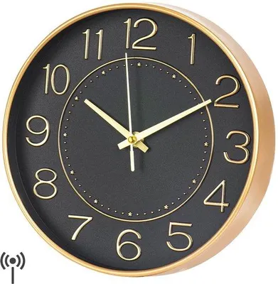 Obrázok produktu pre Tiché nástenné rádio s hodinami, 25 cm, čierne, do kuchyne alebo obývačky