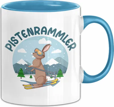 Produktbild von Pistenrammler Tasse Geschenk Skifahrer Geschenkidee Ski Hase Becher (Blau)