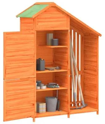 Produktbild von Gartenhaus – Massives Nadelholz – Stahlrahmen – Kupferdach – 120 x 53,5 x 170 cm – 3 Ablageflächen