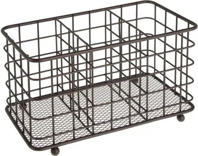 Produktbild von mDesign Besteckkorb Besteckaufbewahrung Organizer Metall 3 Fächer Bronze