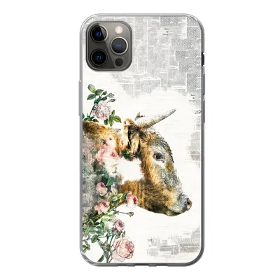 Produktbild von MuchoWow® Handyhülle Schutzhülle Hülle für iPhone 13 Pro Max Schottischer Highlander - Farbe - Blumen Silikon Softcase Handy Hülle - Mobiltelefon