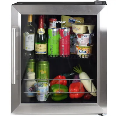 Image de Mini réfrigérateur à boissons silencieux en acier inoxydable Syntrox 46 litres Réfrigérateur d'hôtel silencieux