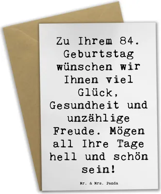 Produktbild von Mr. & Mrs. Panda valentinstagskarte Spruch 84. Geburtstag Glückwünsche - Weiß - Geschenk, Grußkarten, vatertagskarte, dankeskarten, Überraschung, Glückwunsch, schöne Tage