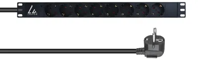 Obrázok produktu pre Lanview LVR-3MSCH-LIC-SCH8, Základný, 1U, Jedna fáza, Vodorovný, Čierna, 8 AC zásuvky/AC zásuviek