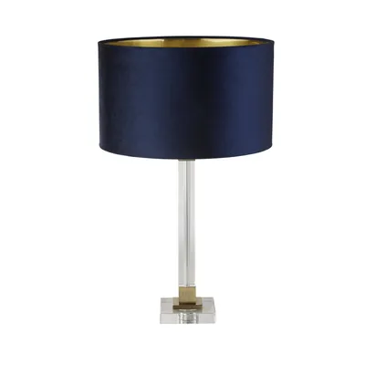Zdjęcie produktu dla Lampa stołowa Scarborough - kryształ, satynowy nikiel, granatowy aksamit