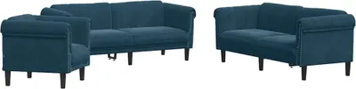 Produktbild von vidaXL 3-tlg. Sofagarnitur Blau Samt