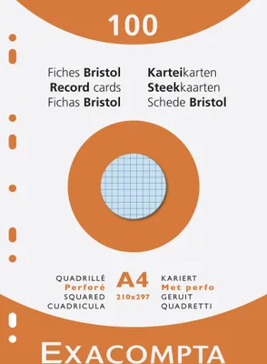 Produktbild von Exacompta Karteikarten 210x297 kar perf ass 100St - Farben sortiert - 13656E