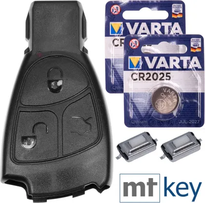Produktbild von Repair Reparatur Satz Auto Schlüssel Set Austausch Gehäuse mit 3 Tasten + Drucktasten + Batterie kompatibel mit Mercedes W211 W208 W164 W639 R230