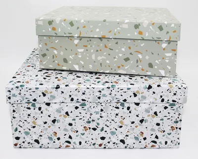 Produktbild von 4x Stapelboxen im 5er Set, Kisten zur Aufbewahrung und Lagerung für Regal oder Schrank, Karton aus Pappe zum Verpacken von Geschenken zu Weihnachten